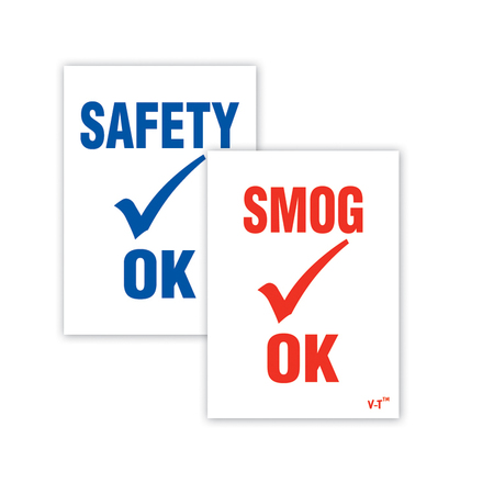 ASP StaticClingInspectionSticker Safety/Smog (Face Stick), 2 1/2"X3 1/2" Pk 1845